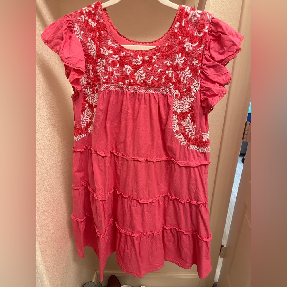 Pink embroidered dress